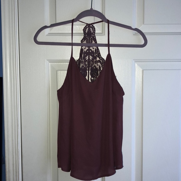 La Hearts Tops - LA Hearts Burgundy Blousy Tank w/ lace racerback